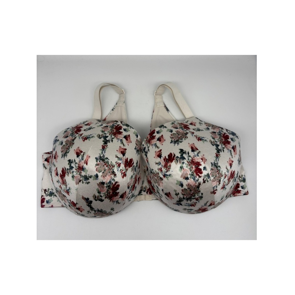 Cacique Full Coverage Bra Womens 42DD Cream Floral Lightly Lined Underwire